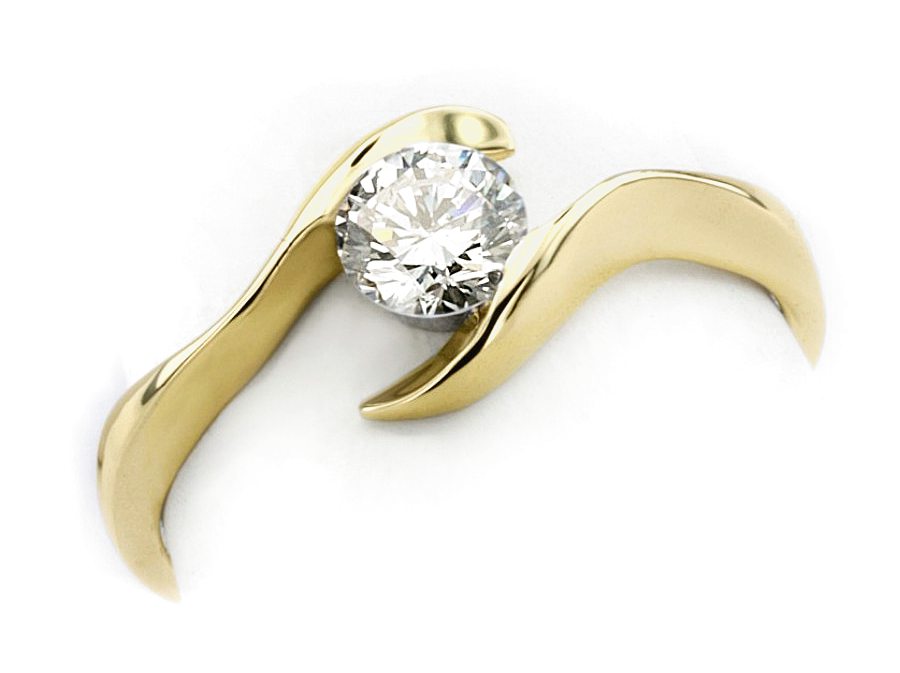 Złoty pierścionek z brylantem żółte złoto - 20045br_VS_H — zdjęcie 3