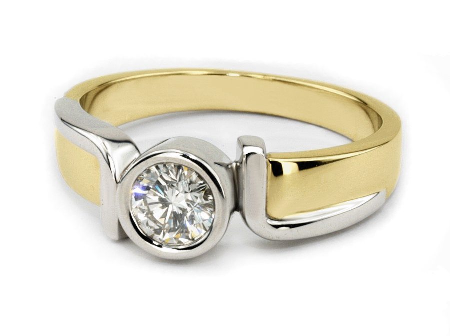 Pierścionek z diamentem żółte i białe złoto - 20046b_br_VS_H — zdjęcie 2