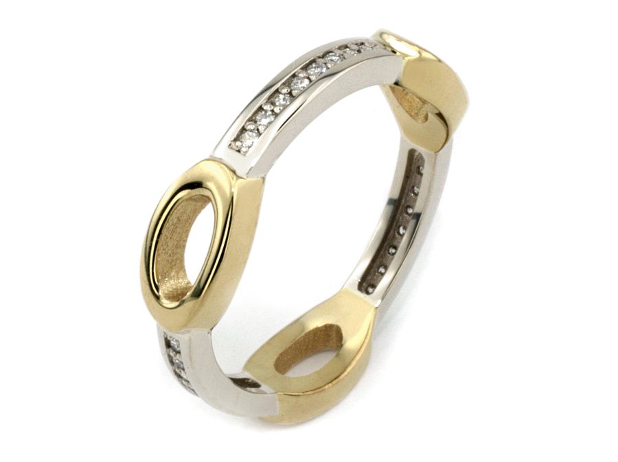 Pierścionek z brylantami złoto dwukolorowe - 20047b_br_SI_H — zdjęcie 3