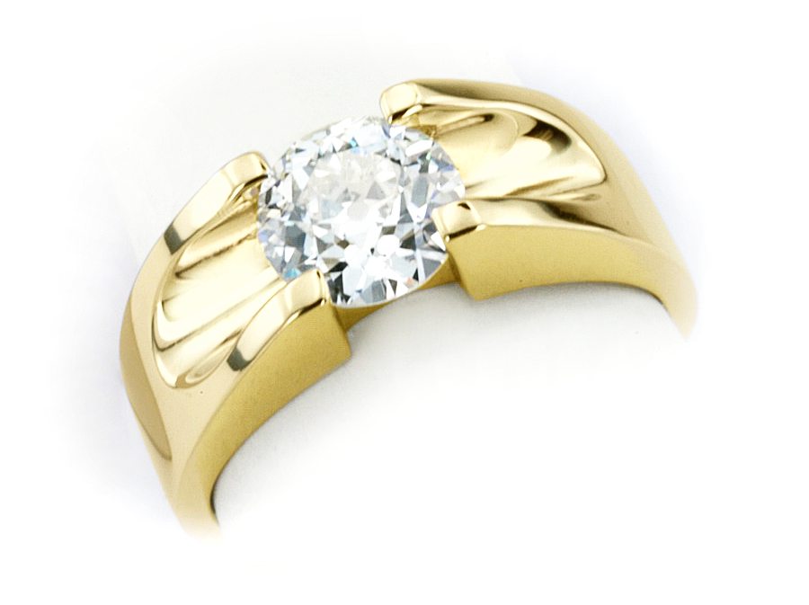 Złoty pierścionek z brylantem żółte złoto - 20049br_SI_I — zdjęcie 3