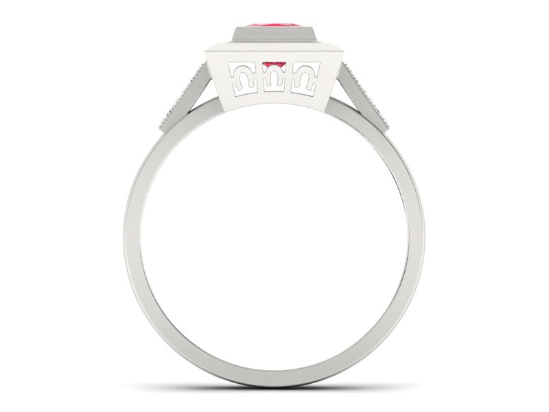 Pierścionek z rubinem i brylantami białe złoto - 20050br — zdjęcie 2