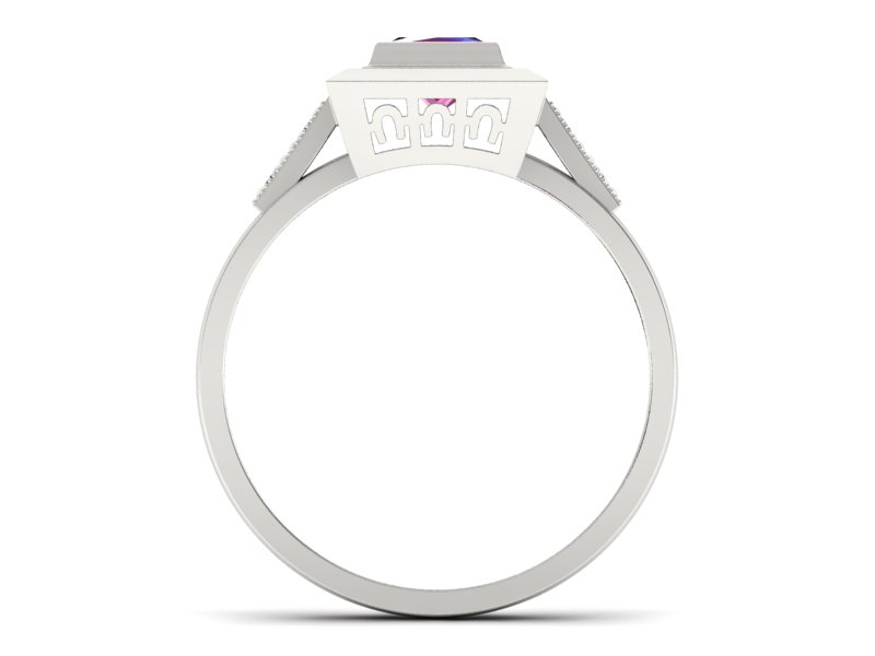 Pierścionek z rubinem białe złoto z brylantami - 20050br1 — zdjęcie 2