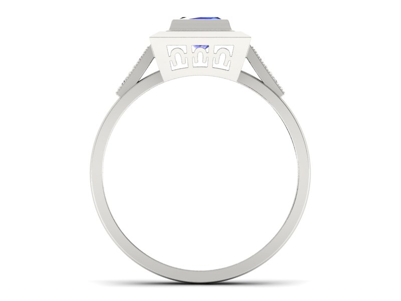 Pierścionek z szafirem białe złoto z brylantami - 20050bszc — zdjęcie 2