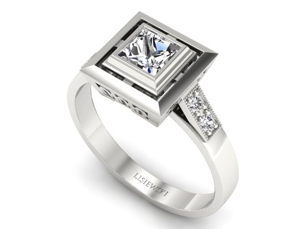 Ekskluzywny pierścionek z diamentem princessa - 20050bx