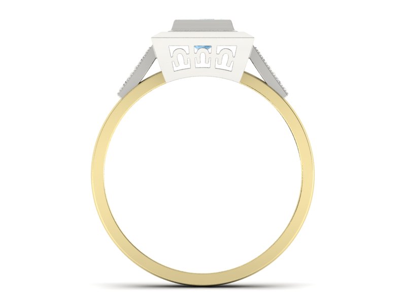 Pierścionek z topazem i brylantami złoto dwukolorowe - 20050zba — zdjęcie 2