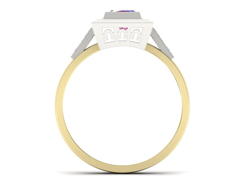 Złoty pierścionek z rubinem i diamentami - 20050zbr1 — zdjęcie 2