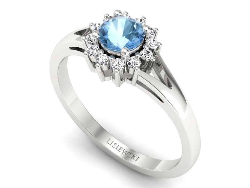 Pierścionek z topazem i brylantami białe złoto - 20052ba — zdjęcie 3