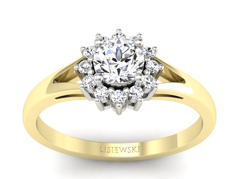 Pierścionek z brylantami białe i żółte złoto - 20052bbr_SI_H