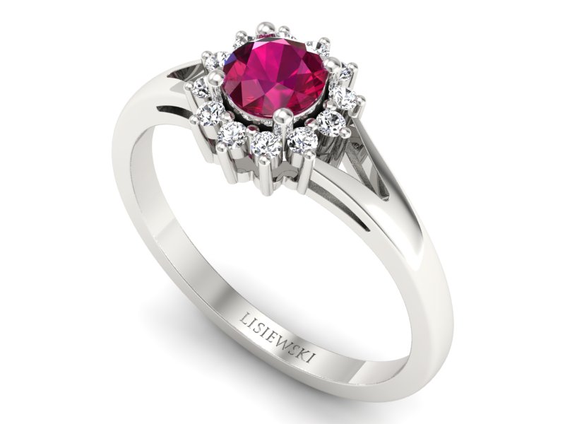 Pierścionek z rubinem białe złoto i brylantami - 20052br — zdjęcie 3
