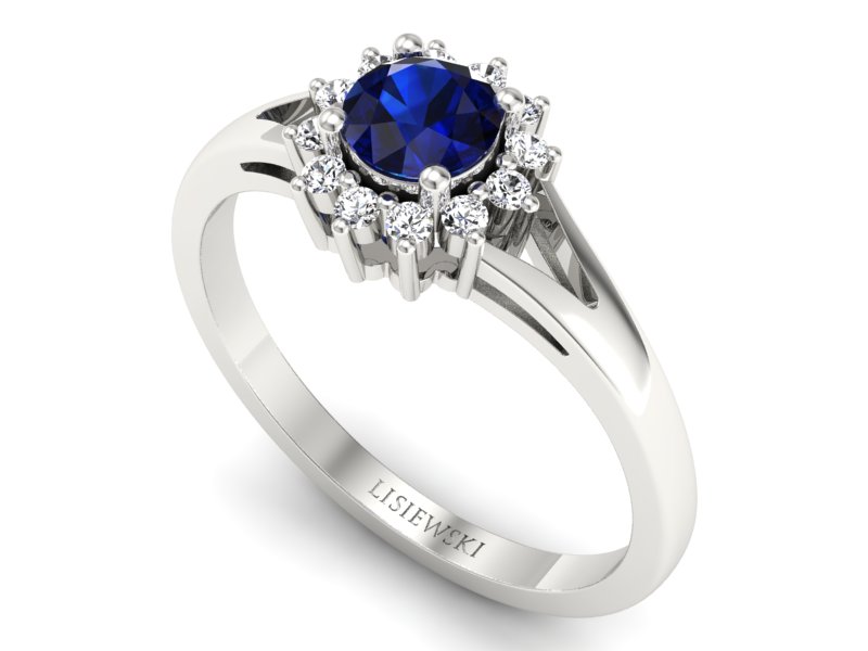 Pierścionek z szafirem i brylantami białe złoto - 20052bsz — zdjęcie 3