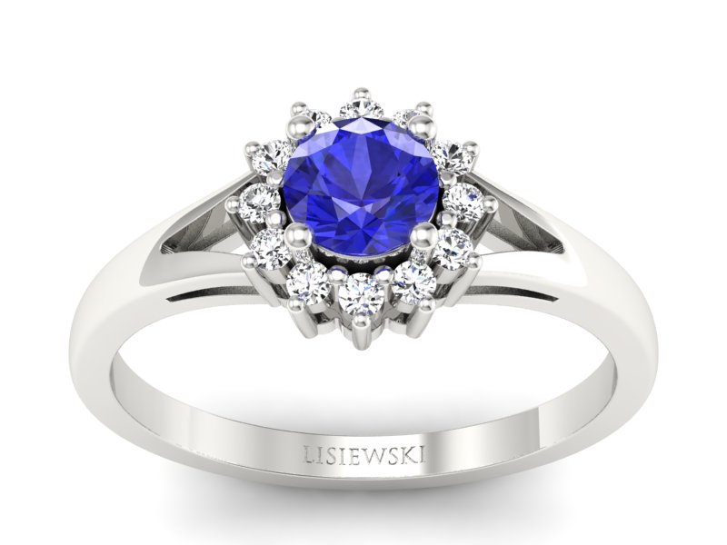 Pierścionek zaręczynowy z szafirem i brylantami - 20052bszc