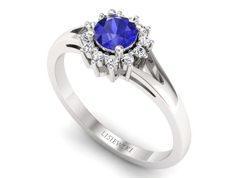 Pierścionek zaręczynowy z szafirem i brylantami - 20052bszc — zdjęcie 3