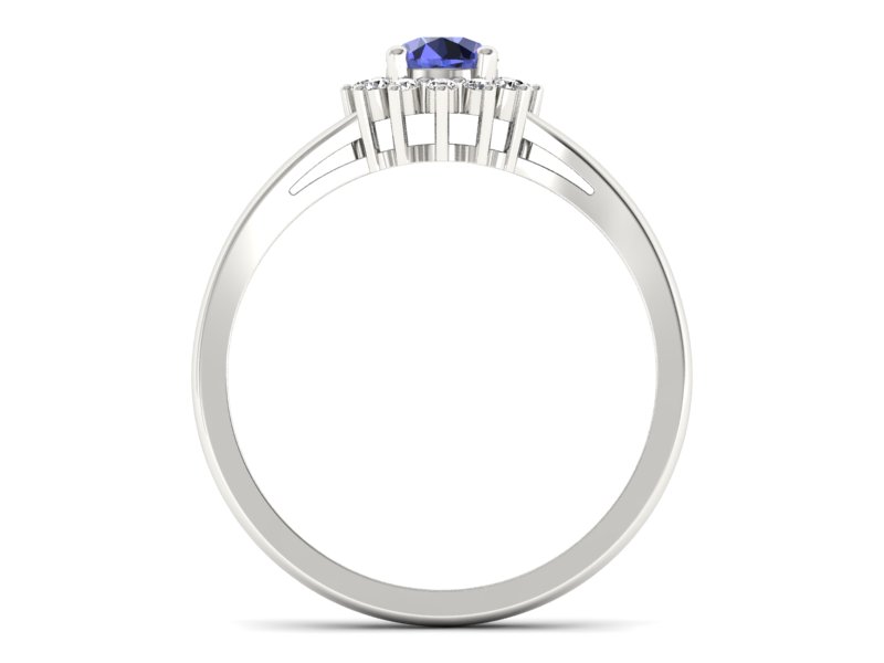 Złoty pierścionek z tanzanitem i brylantami - 20052bt — zdjęcie 2