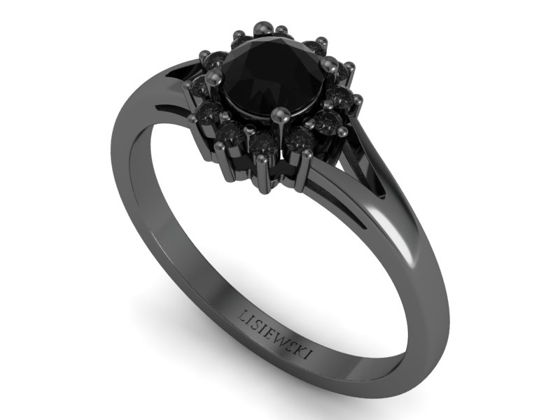 Pierścionek zaręczynowy z czarnymi diamentami - 20052czcd — zdjęcie 3