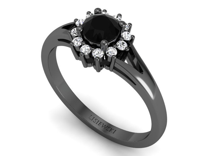 Złoty pierścionek czarne złoto z diamentami - 20052czcdd — zdjęcie 3