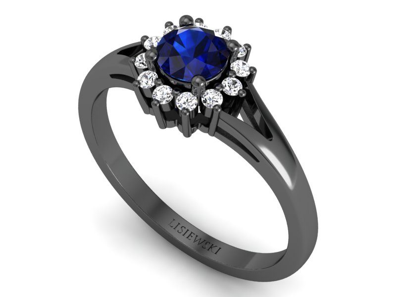 Pierścionek z szafirem i brylantami - 20052czszd — zdjęcie 3