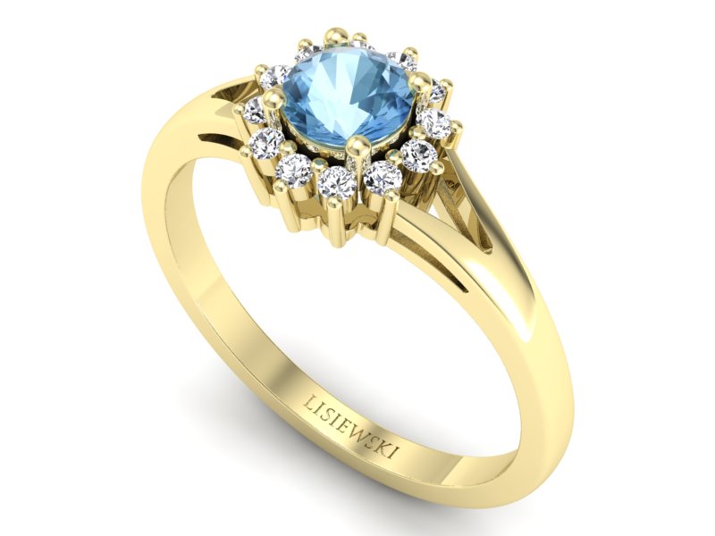 Złoty pierścionek z topazem i brylantami - 20052za — zdjęcie 3