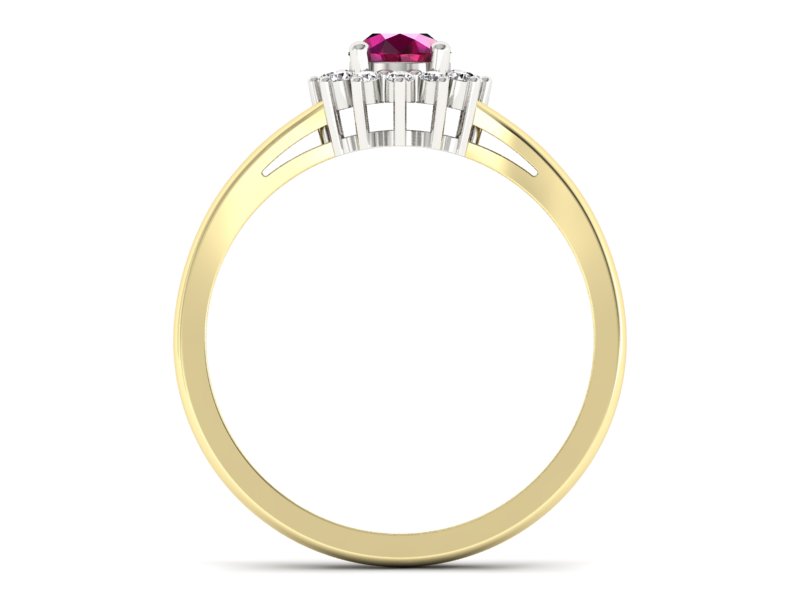 Pierścionek z rubinem i brylantami złoto dwukolorowe - 20052zbr — zdjęcie 2