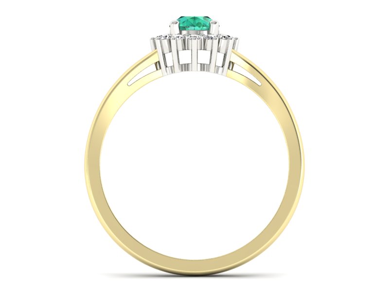 Złoty pierścionek ze szmaragdem i brylantami - 20052zbsm — zdjęcie 2