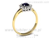 Pierścionek ze spinelem i brylantami żółte białe złoto 585 - 20052zbsp- 3