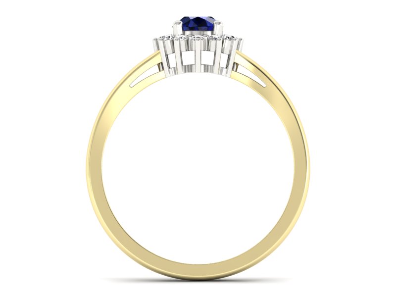 Złoty pierścionek z szafirem i brylantami - 20052zbsz — zdjęcie 2