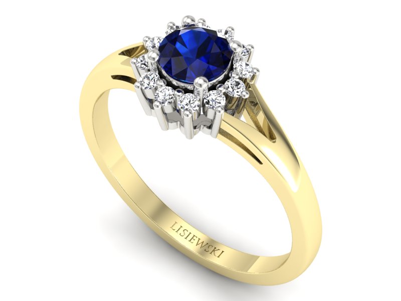 Złoty pierścionek z szafirem i brylantami - 20052zbsz — zdjęcie 3