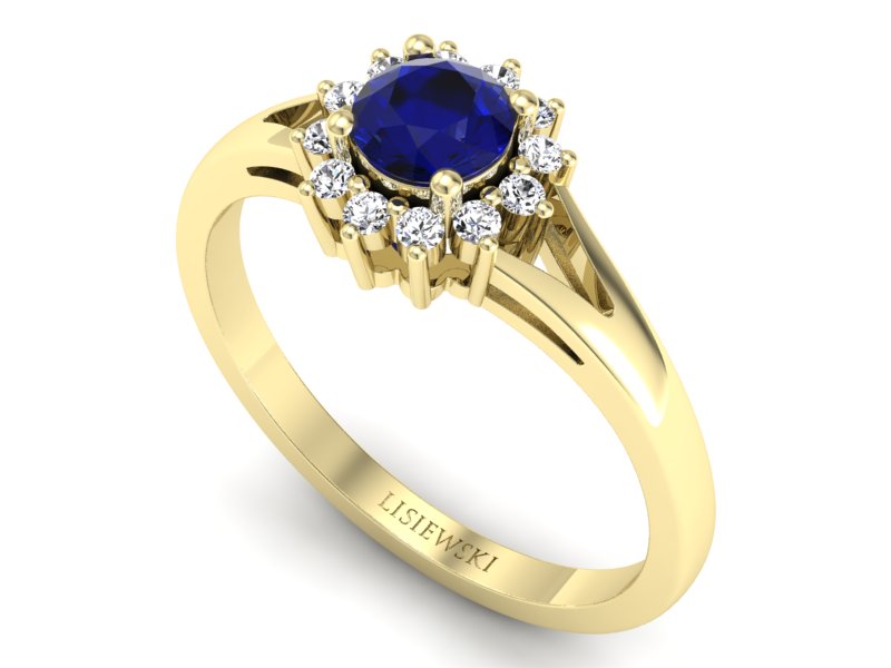 Złoty pierścionek ze spinelem i diamentami - 20052zsp — zdjęcie 3