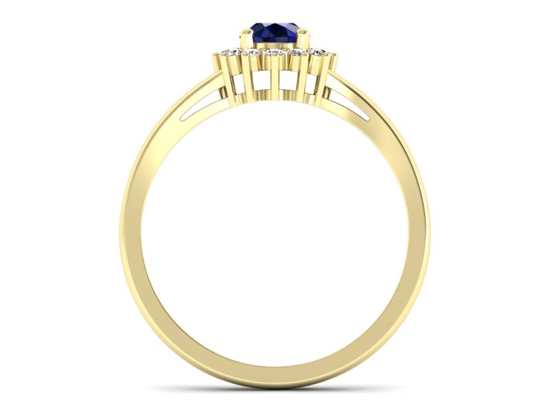 Złoty pierścionek z szafirem i brylantami - 20052zsz — zdjęcie 2