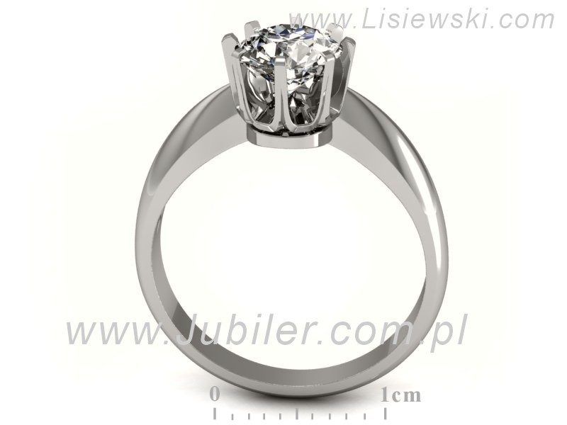 Pierścionek zaręczynowy z brylantem białe złoto - 20054b — zdjęcie 3