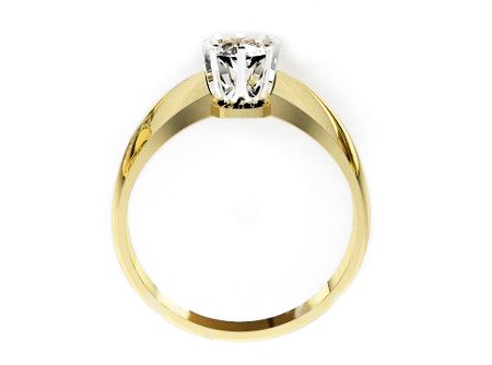 Pierścionek z brylantem białe i żółte złoto - 20054br_032 — zdjęcie 3