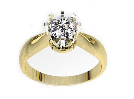 Pierścionek z brylantem białe i żółte złoto - 20054br_05