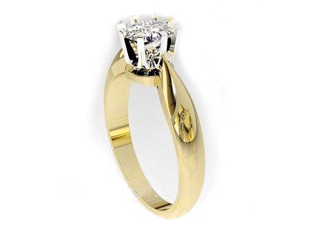 Pierścionek z brylantem białe i żółte złoto - 20054br_05 — zdjęcie 2