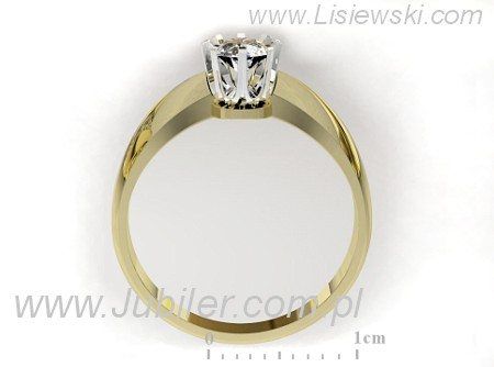 Pierścionek z brylantem z białego i żółtego złota - 20054br_P_G_032