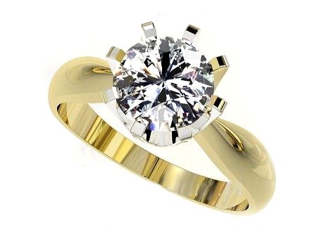 Pierścionek z brylantem żółte i białe złoto - 20054br_P_H_09 — zdjęcie 3