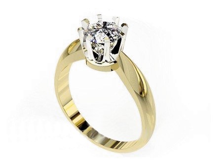 Pierścionek z brylantem złoto dwukolorowe - 20054br_si_F_07_