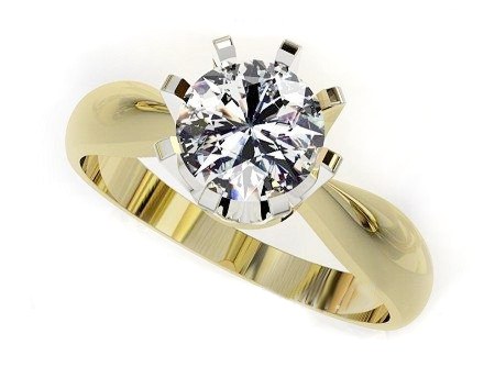 Pierścionek z brylantem złoto dwukolorowe - 20054br_si_F_07_ — zdjęcie 2