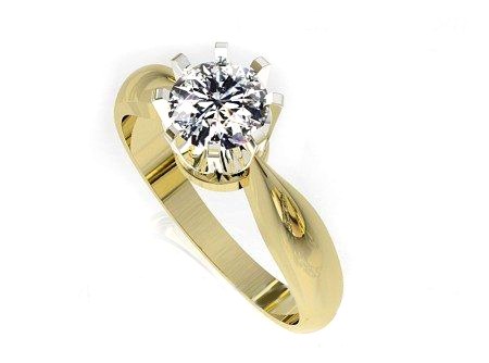 Pierścionek z brylantem złoto dwukolorowe - 20054br_SI_H_055 — zdjęcie 3