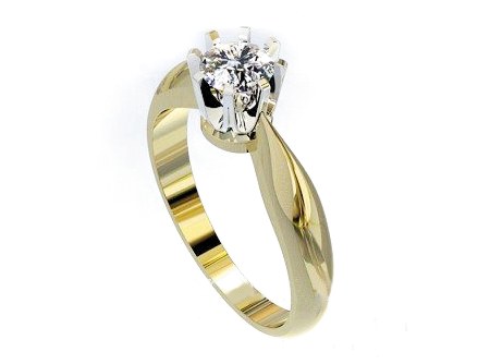 Pierścionek z brylantem złoto dwukolorowe - 20054br_VVS_F_04 — zdjęcie 3