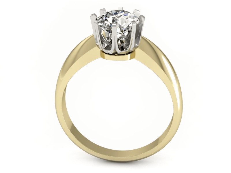 Pierścionek z diamentem żółte i białe złoto - 20054zb — zdjęcie 3