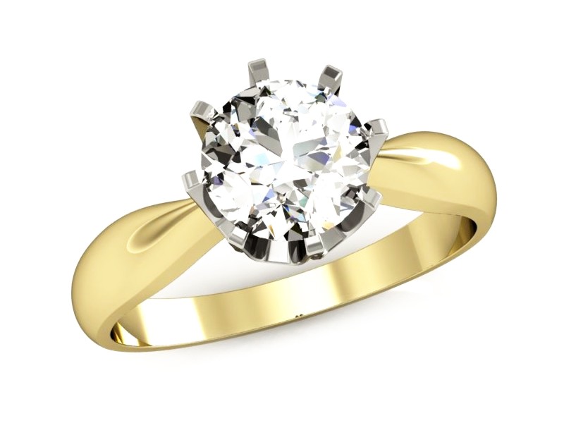 Pierścionek z diamentem żółte i białe złoto - 20054zb