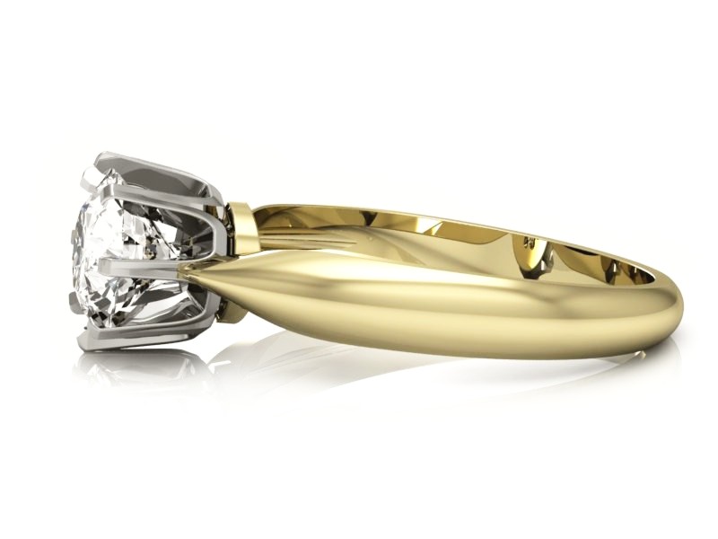 Pierścionek z diamentem żółte i białe złoto - 20054zb — zdjęcie 2