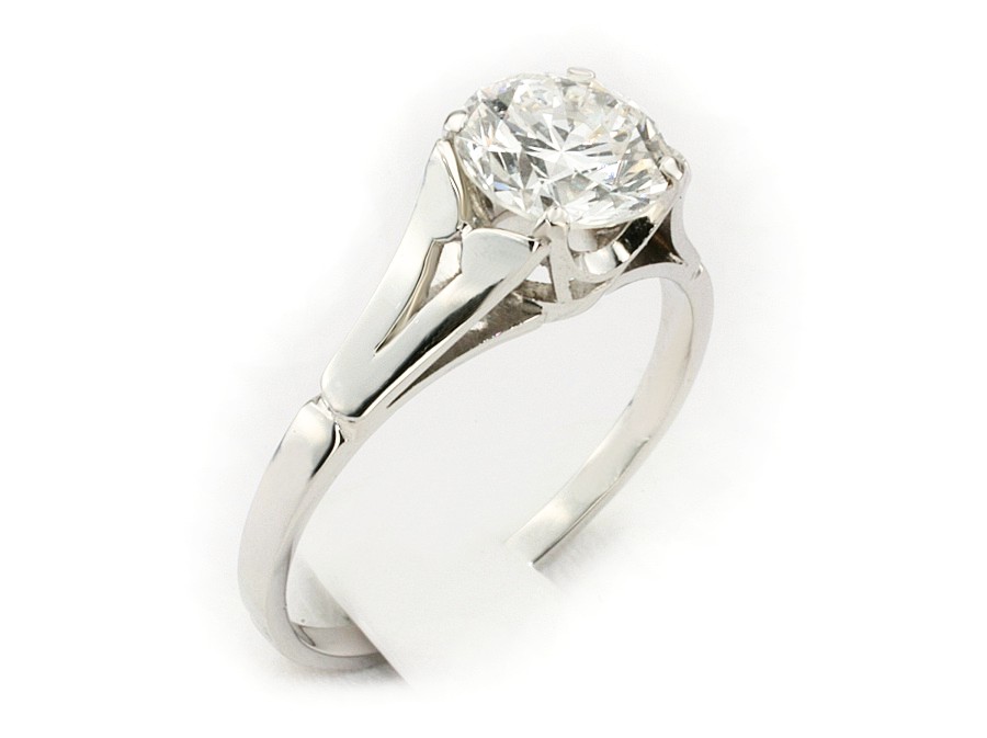 Złoty pierścionek z brylantem białe złoto - 20055br — zdjęcie 2