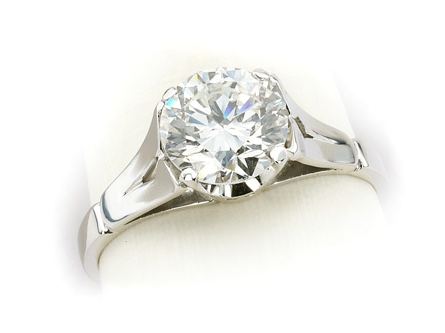 Złoty pierścionek z brylantem białe złoto - 20055br — zdjęcie 3