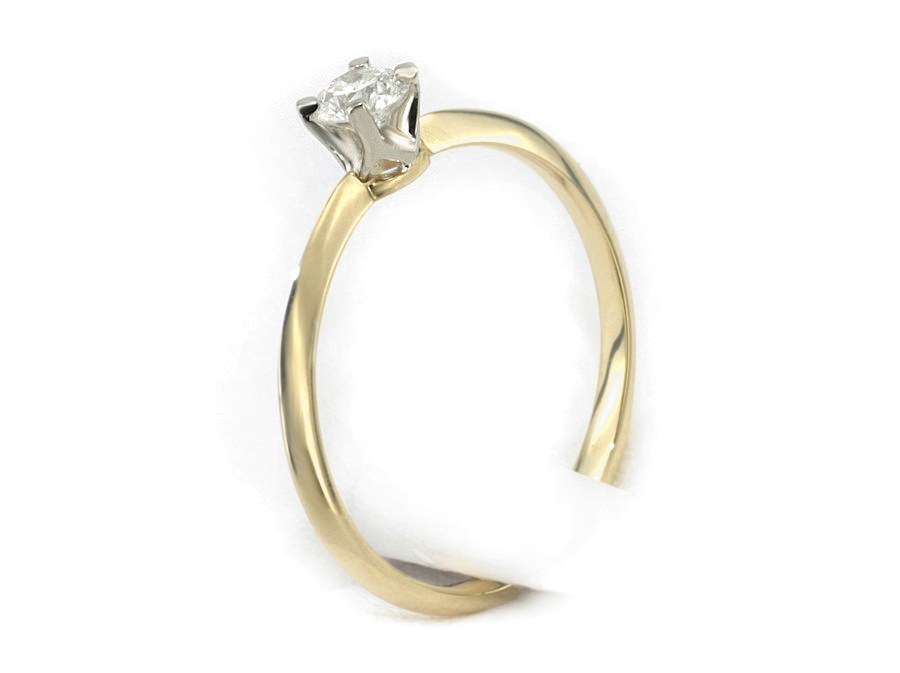 Pierścionek z diamentem żółte i białe złoto - 20058bbr_SI_H — zdjęcie 3