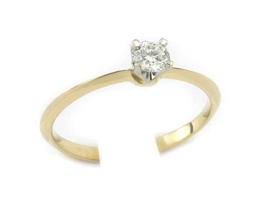 Pierścionek z diamentem żółte i białe złoto - 20058bbr_SI_H