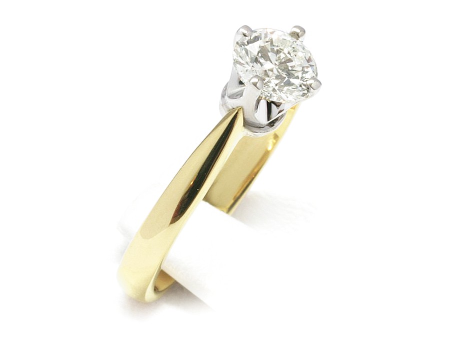 Pierścionek z brylantem białe i żółte złoto - 20059br_P_H — zdjęcie 3