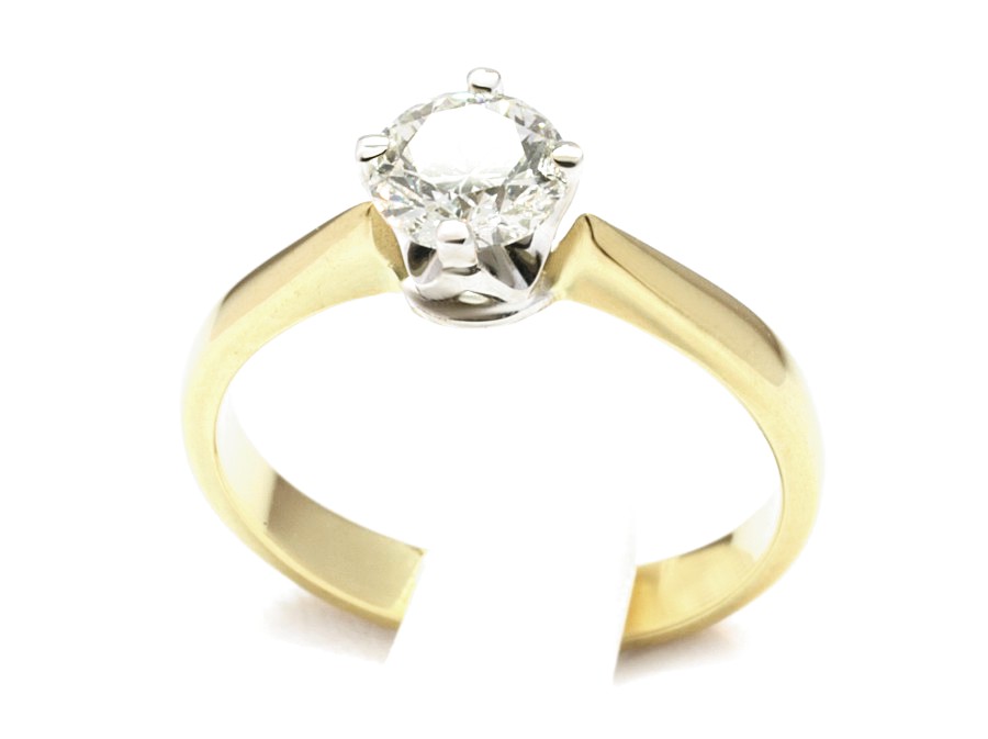 Pierścionek z brylantem białe i żółte złoto - 20059br_P_H