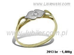 Złoty pierścionek żółte złoto z brylantem - 2013br — zdjęcie 2