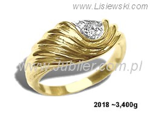 Złoty Pierścionek z cyrkoniami żółte złoto próby 585 - 2018