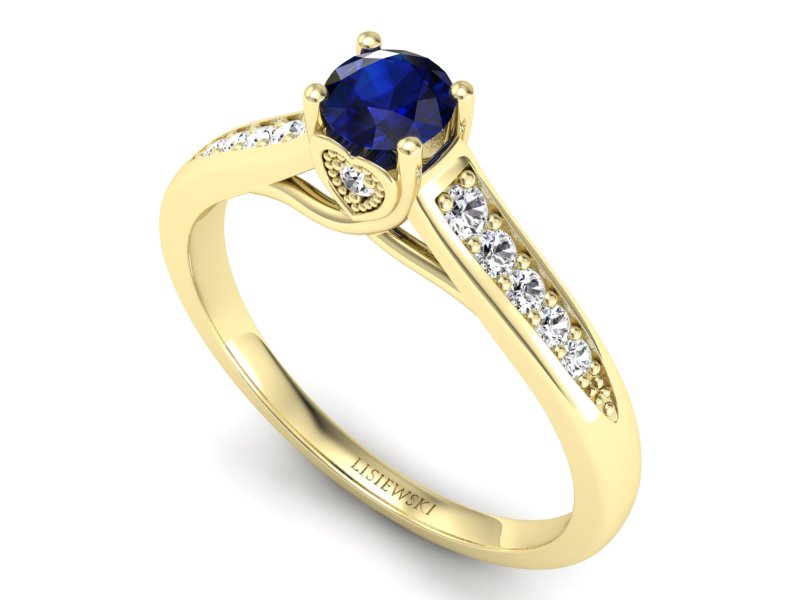 Pierścionek z szafirem z brylantami promocja - 2037skwpro — zdjęcie 3